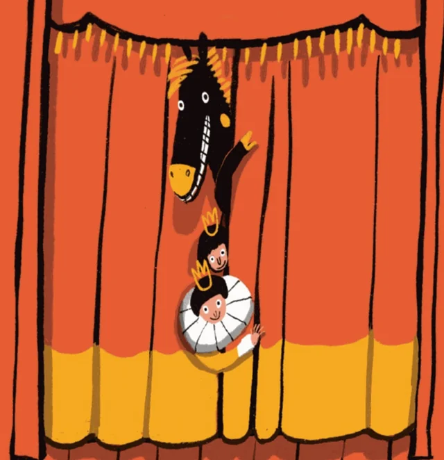 Illustration from the book: the stage curtain opens