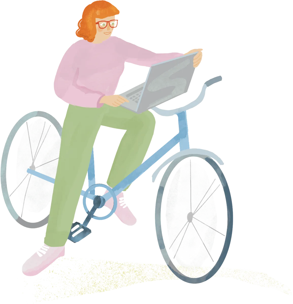 A cyclist working on a laptop, from the Digital Nomads chapter