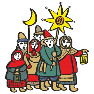 Carolers carrying a star illustration