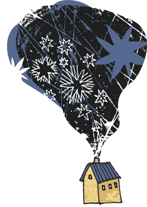 House with stars illustration